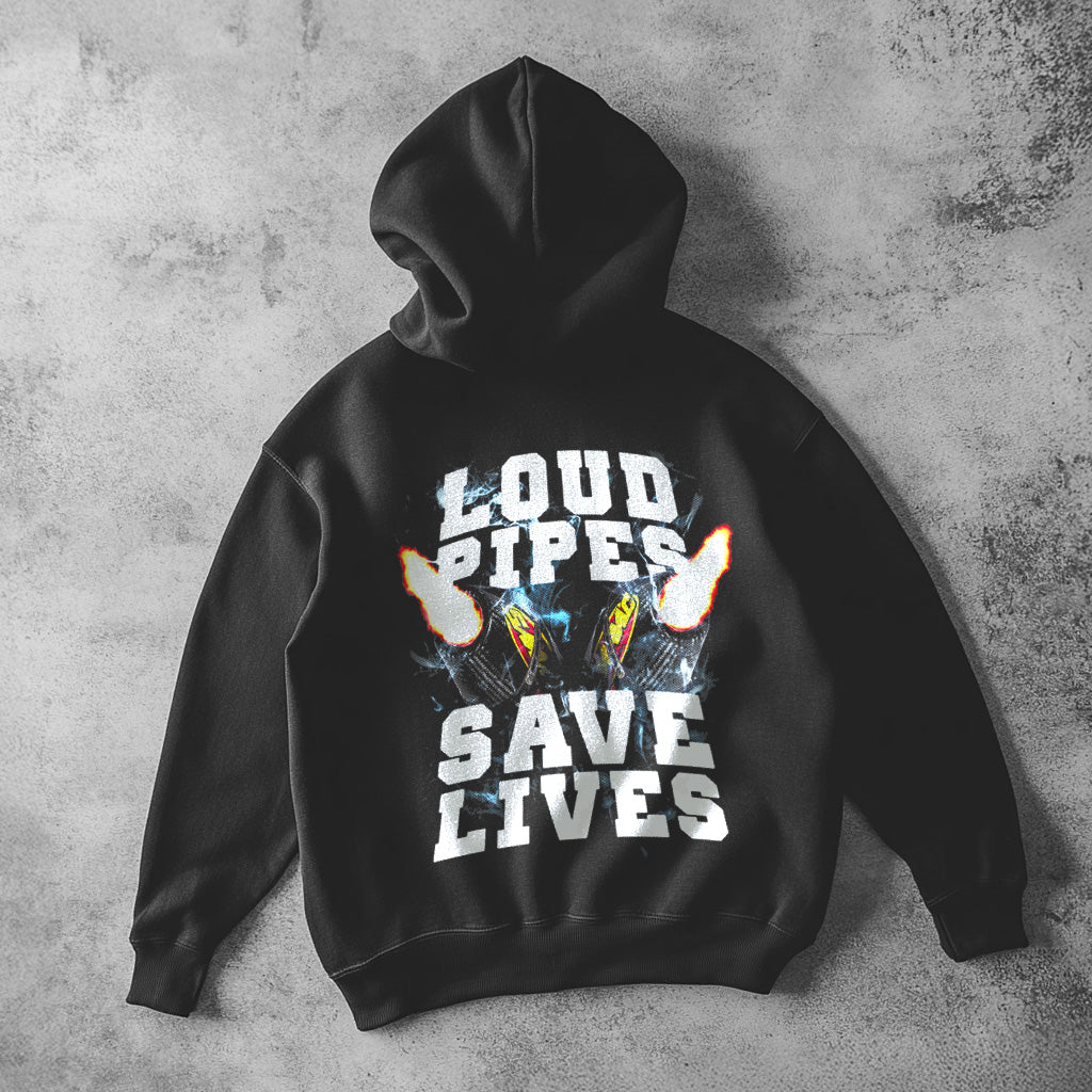 Loud Pipes Save Lives Oversize Zip-Hoodie