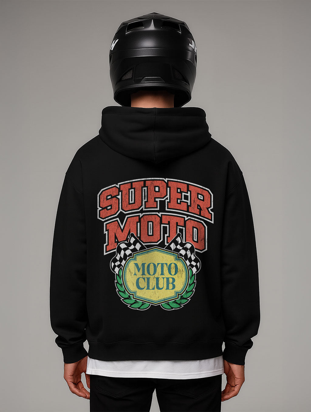 Vintage Racing Design Oversize Fit Hoodie