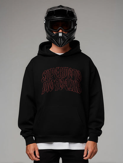 Supermoto Vintage Flame Skull Design Oversize Fit Hoodie