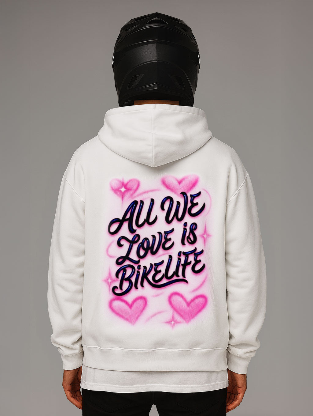 All We Love Is Bikelife Airbrush Design Overisize Fit Hoodie