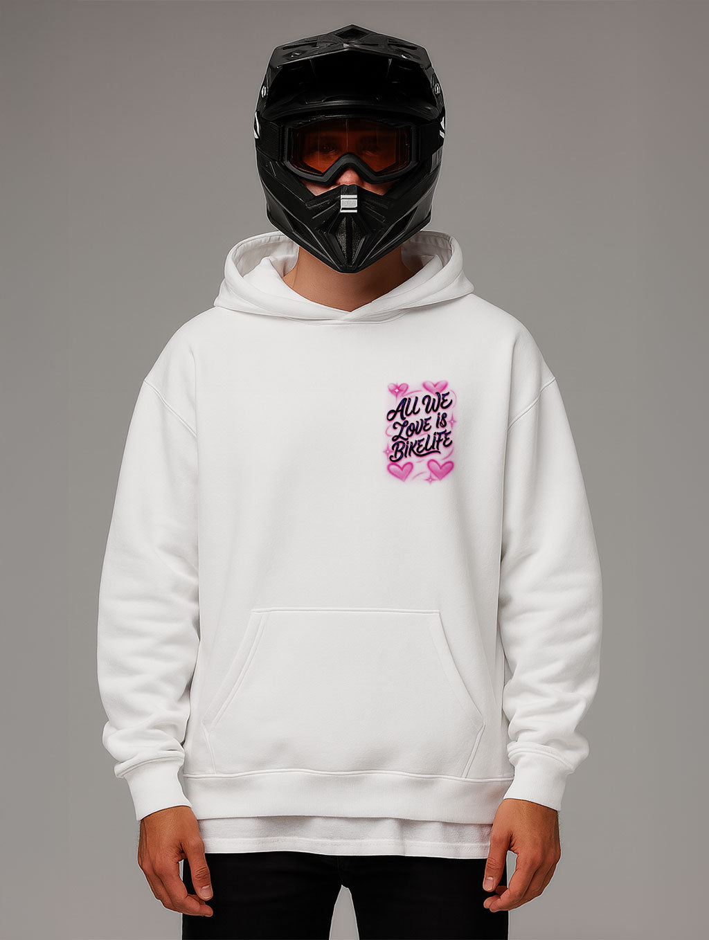 All We Love Is Bikelife Airbrush Design Overisize Fit Hoodie