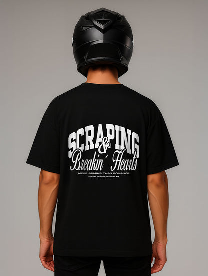 Scarping & Breaking Hearts Design Oversize Fit T-Shirt