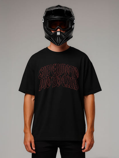 Supermoto Vintage Flame Skull Design Oversize Fit Shirt