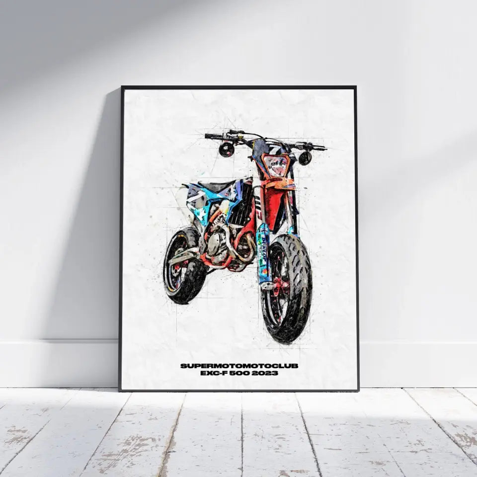 Your bike as a personalized designer poster (white background)