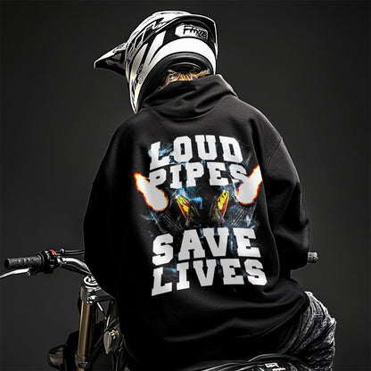 Loud Pipes Save Lives Oversized Zip Hoodie