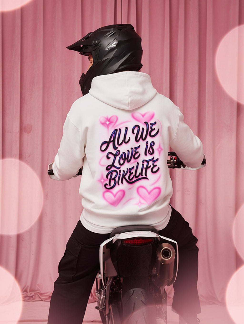 Supermoto Hoodie Weiß Valentinstags Special Supermotomotoclub