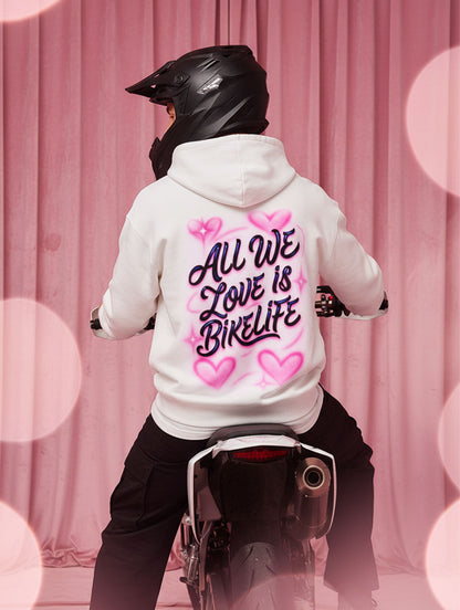 Supermoto Hoodie Weiß Valentinstags Special Supermotomotoclub