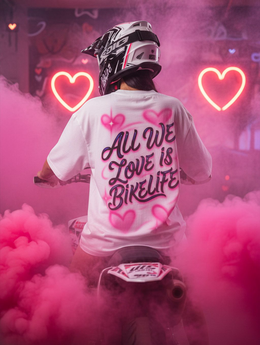 Supermoto T-Shirt Weiß Valentinstags Special Supermotomotoclub